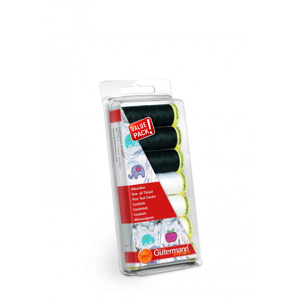 Set filo da 7 cucito Cucitutto Nero & Bianco